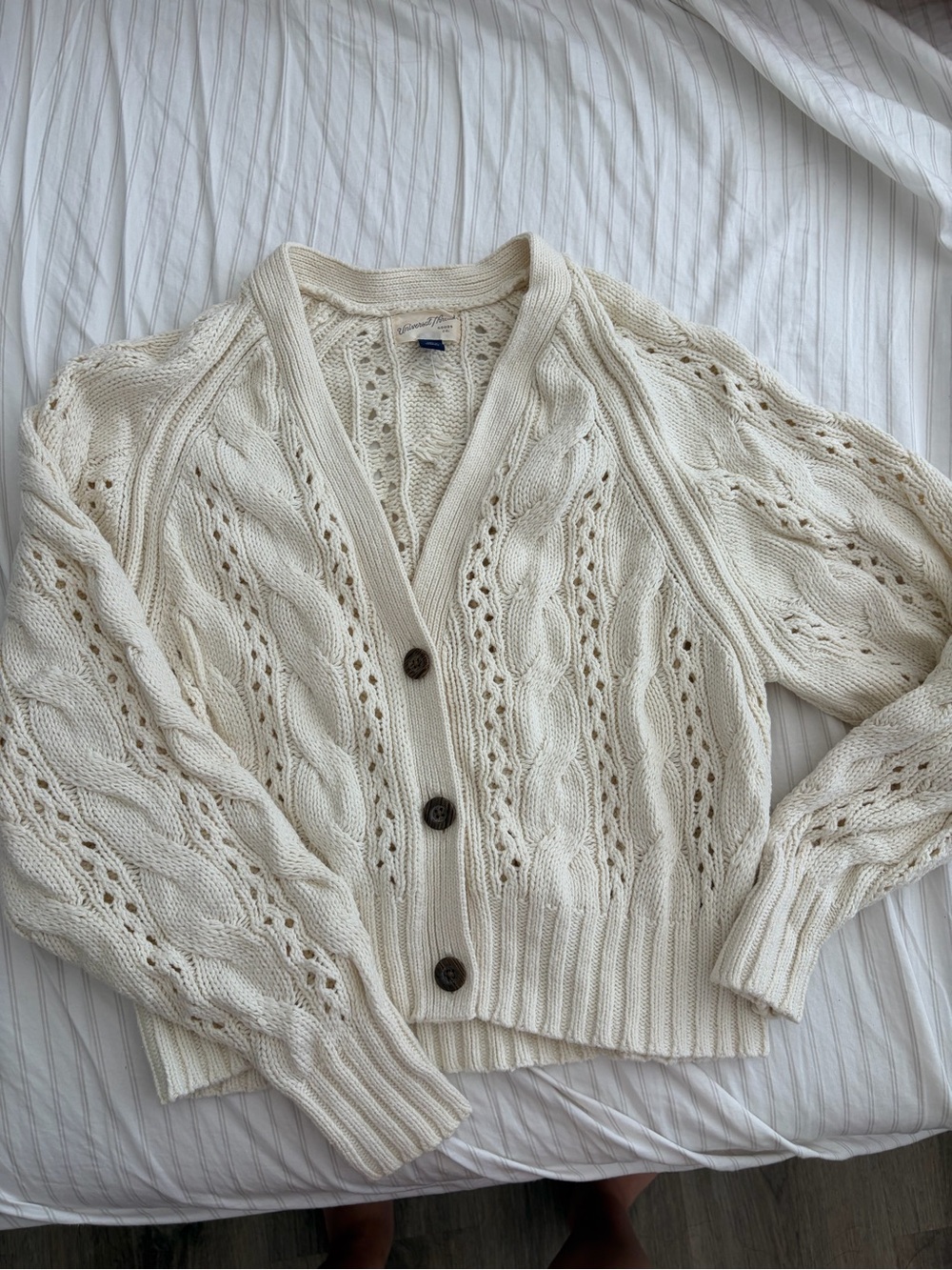Cream Cable Knit Buttoned Cardigan